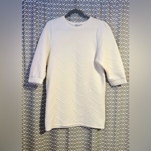 ZARA | White Chevron Textured Dress, size S